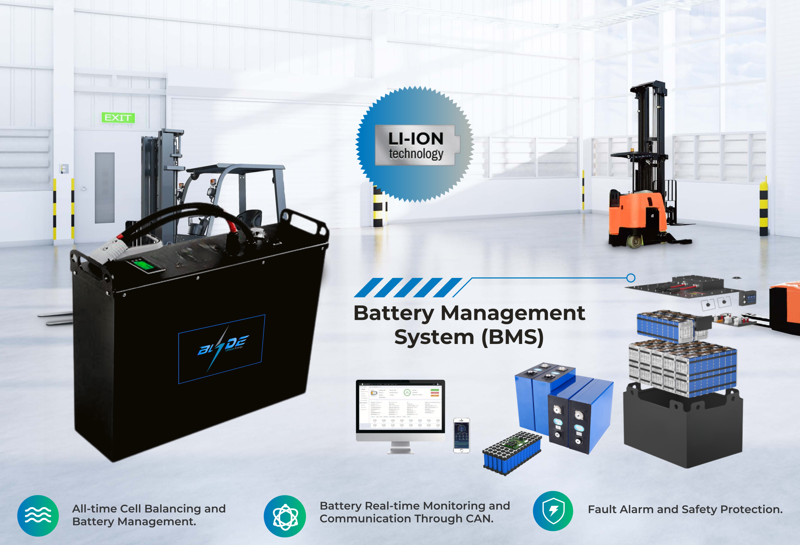 Blade lithium forklift battery solution by BPSI