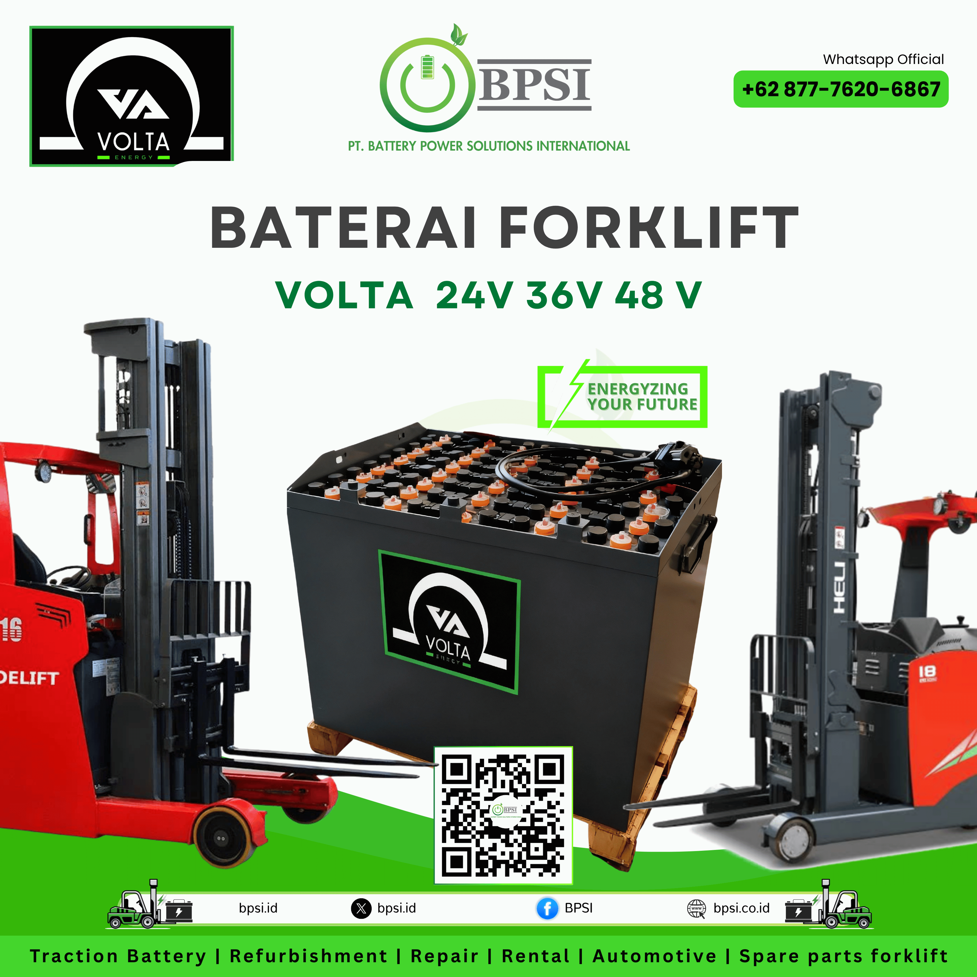 Volta 36V and 40V lead acid forklift battery for counterbalance forklift by BPSI