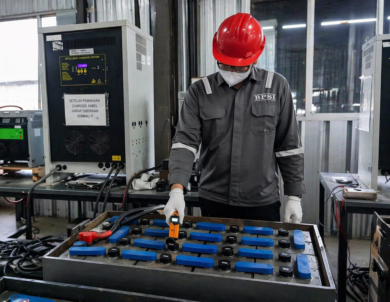 Cek baterai forklift BPSI