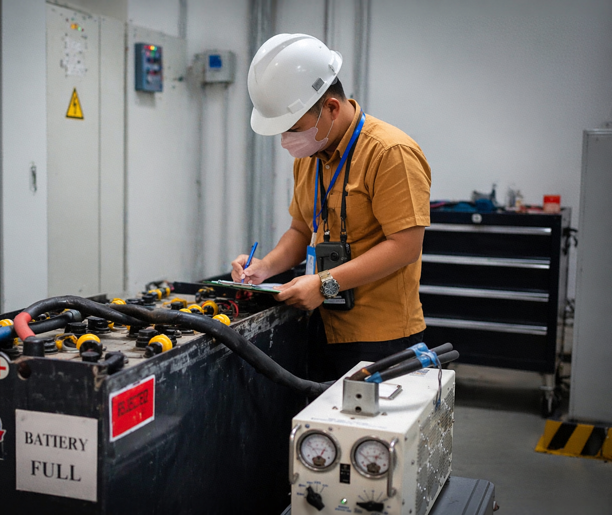 Battery refurbishment dan inspeksi baterai forklift BPSI