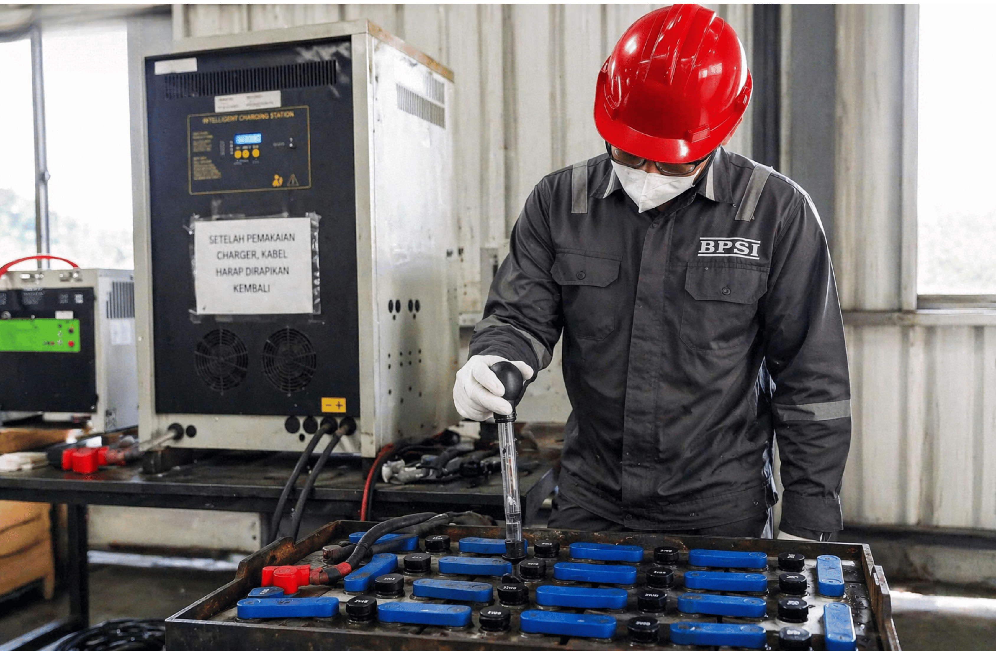 Proses refurbish baterai forklift BPSI